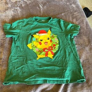 Large Green Pokemon Pikachu Wreath Christmas Holiday Shirt